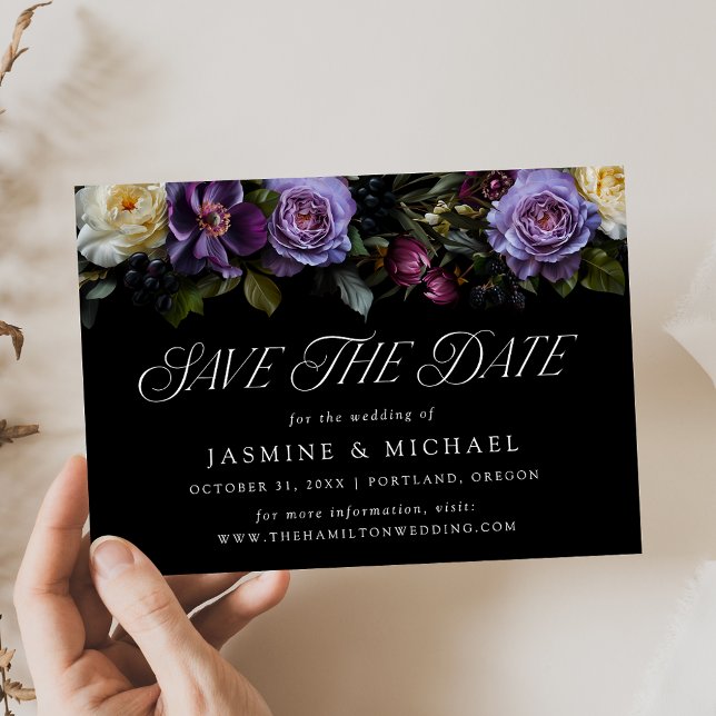 Moody Gothic Floral Wedding Save The Date (Creator Uploaded)