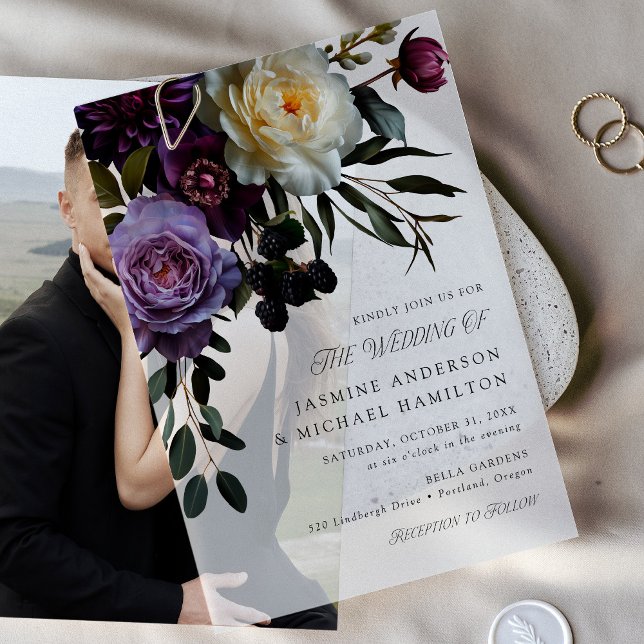 Moody Gothic Floral Wedding Vellum Invitations (Creator Uploaded)