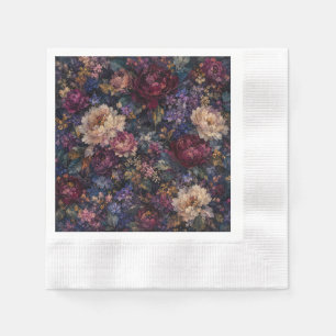 Moody gothic Impressionist Floral Garden home Napkin