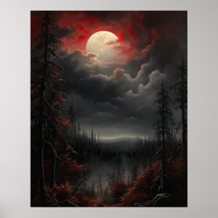 Moody Gothic Moon Art Print Poster