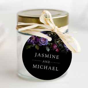 Moody Gothic Purple Floral Wedding Favour Tags
