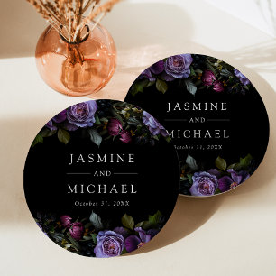 Moody Gothic Purple Floral Wedding Paper Plate