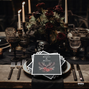 Moody Gothic Wedding Black Bat  Napkin