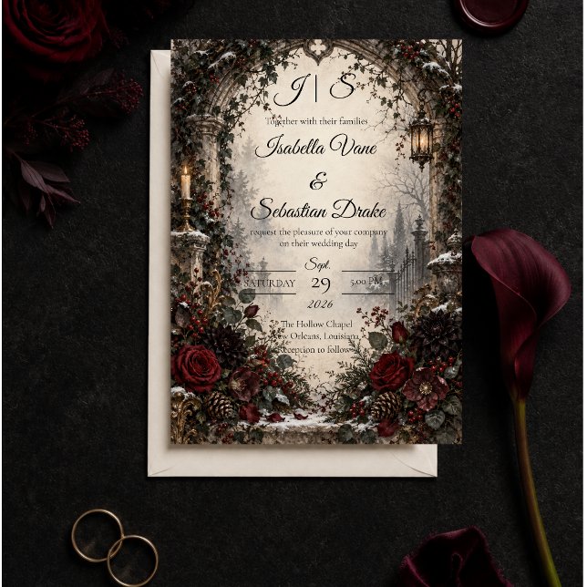 Moody Gothic Winter Wedding Invitation (Creator Uploaded)