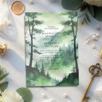 Moody Green Mountain Pine Tree Fir Forest Wedding