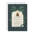 Moody Green Plaid Polo Teddy Bear Boy Baby Shower