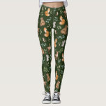 Moody Green Woodland Forest Animals Pattern Leggings<br><div class="desc">This adorable design belongs to our FOREST FABLE collection. It features our original watercolor illustration depicting whimsical woodland animals and elegant watercolor greenery leaves.</div>