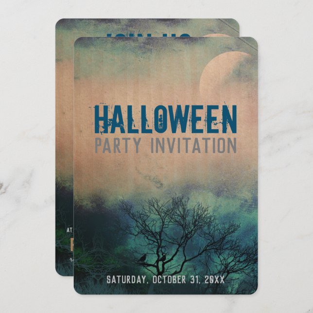 Moody Halloween Moon Invitation (Front/Back)