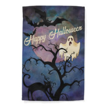 Moody Happy Halloween Sky with Bats & Ghosts