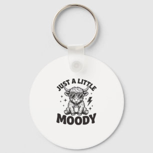 Moody Highland Cow Vintage Engraving Shirt Design_ Key Ring