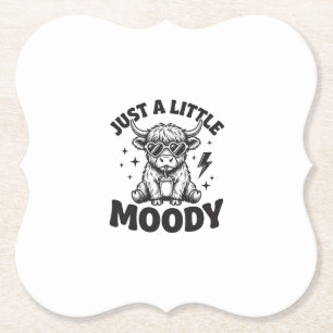 Moody Highland Cow Vintage Engraving Shirt Design_ Paper Coaster