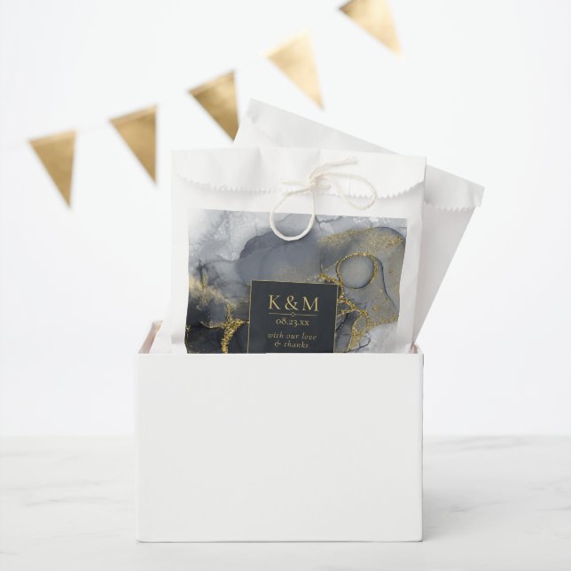 Moody Ink Charcoal Gold Abstract ID988 Favour Bags (Party)