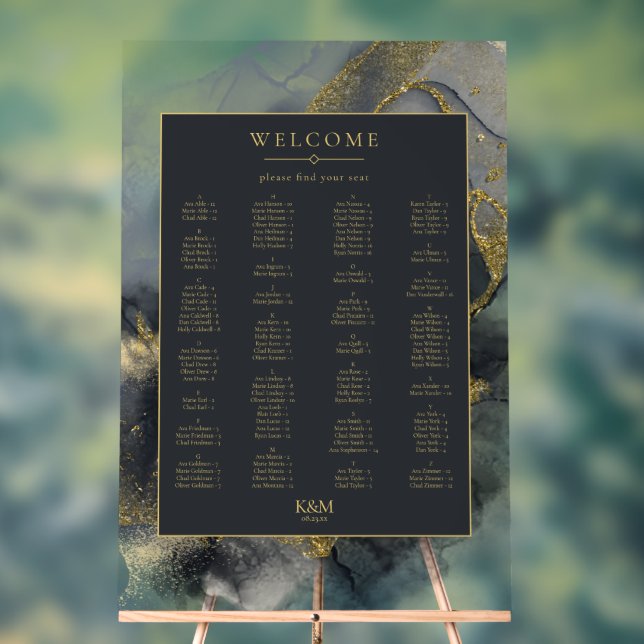 Moody Ink Charcoal Gold Seating Chart ID988 (Neutral)