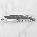 Moody Ink Charcoal Gold Wedding Party ID988 Corkscrew<br><div class="desc">Your dreams are finally coming true and this flowing, alcohol ink abstract design sets the perfect tone for the fabulous wedding you always imagined. In shades from charcoal to black, accented with glittering gold, the wedding party gift corkscrew design shown here, provides a template to easily add your wedding party...</div>