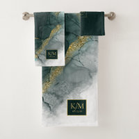 Moody Ink Emerald Gold Abstract ID988