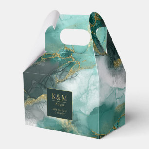 Moody Ink Emerald Gold Abstract ID988 Favour Box