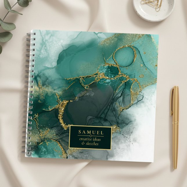 Moody Ink Emerald Gold Abstract ID988 Notebook (Creator Uploaded)