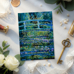 Moody Jewel Tone Monet Water Lilies Art Wedding Enclosure Card