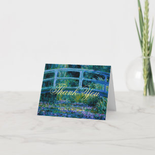 Moody Jewel Tones Monet Lily Pond Fine Art Wedding Thank You Card