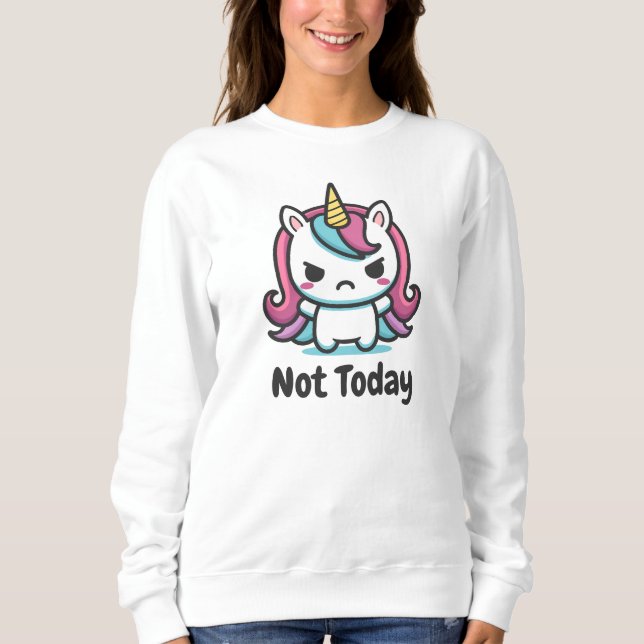 Moody Kawaii Unicorn Custom Text Sweatshirt (Front)