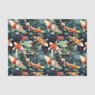 Moody Koi Fish Garden Decoupage Tissue Paper