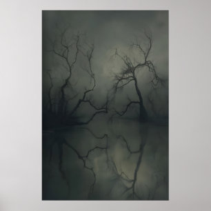 Moody Lake Landscape Art Print Gothic Nature Wall
