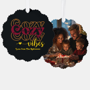 Moody Luxe Cosy Vibes Retro Christmas Photo Tree Decoration Card