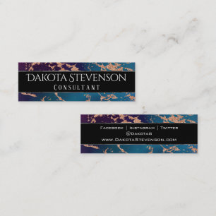 Moody Luxe Marble Deep Purple and Teal Branding Mini Business Card