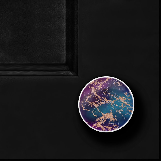 Moody Luxe Marble | Deep Purple and Teal Rose Gold Ceramic Knob (Creator Uploaded)