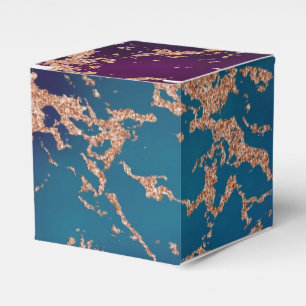 Moody Luxe Marble Deep Purple and Teal Rose Gold Favour Box