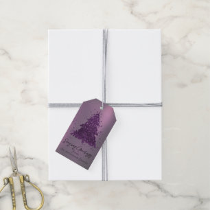 Moody Merry Christmas   Deep Plum Purple Custom Gift Tags
