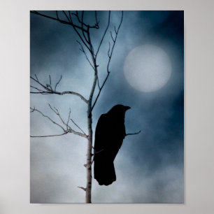 Moody Moon And Crow Poster
