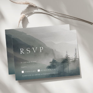 Moody Mountain Dark Aesthetic Woodland Wedding  RSVP Card