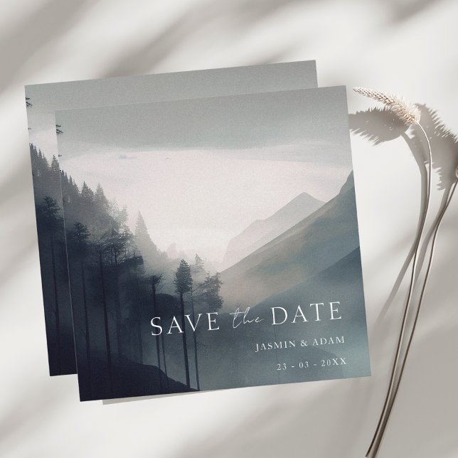 Moody Mountain Dark Aesthetic Woodland Wedding Save The Date (Creator Uploaded)
