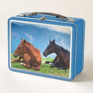 Moody Mountain Horses: A Fine Art Travel  Metal Lunch Box