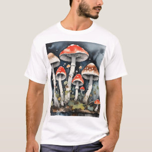 Moody Mushrooms Watercolor T-Shirt