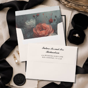 Moody Muted Floral Elegant Old Money Wedding  Envelope