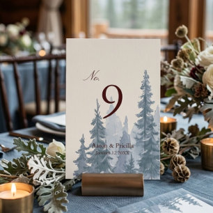 Moody Nature Winter Wedding Table Number