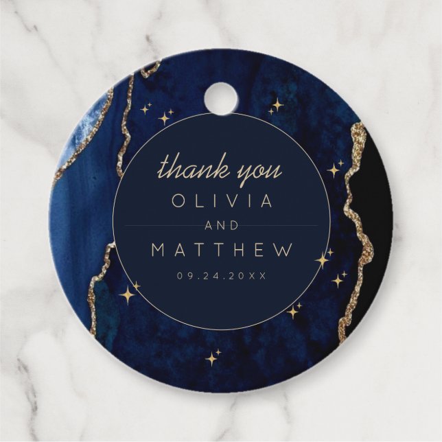 Moody Navy Celestial Wedding  Favour Tags (Front)