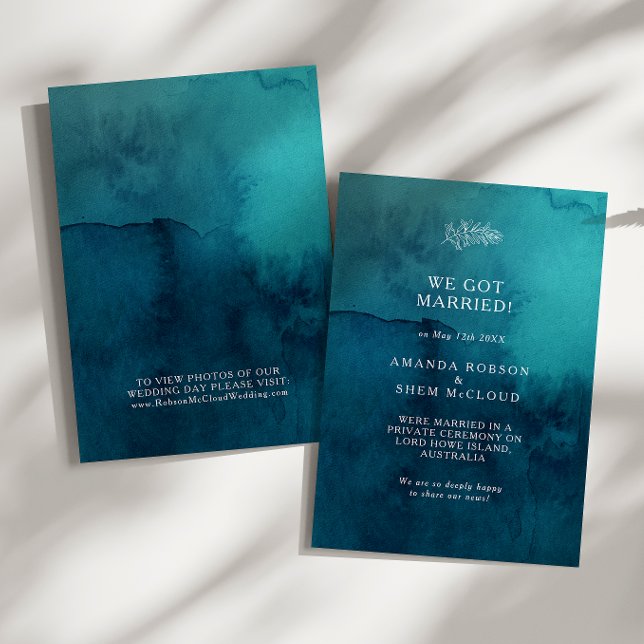 Moody Ocean Watercolor Elopement Announcement (Creator Uploaded)