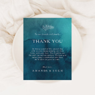 Moody Ocean Watercolor Thank You Reception Card