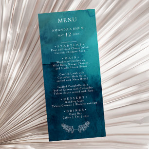 Moody Ocean Watercolor Wedding Dinner Menu