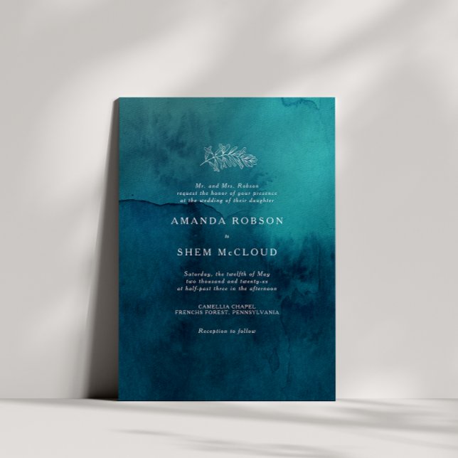Moody Ocean Watercolor Wedding Invitation (Creator Uploaded)