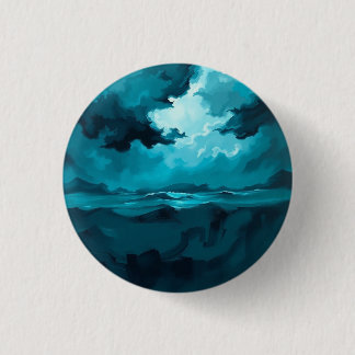 Moody Ocean Waves Under Stormy Sky – Abstract Seas 3 Cm Round Badge