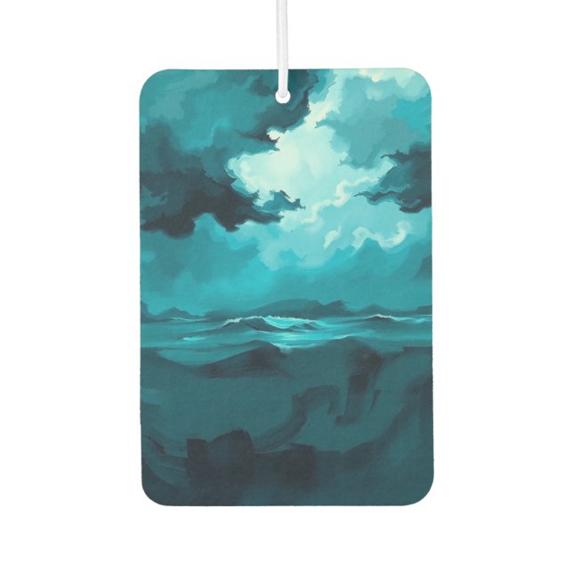 Moody Ocean Waves Under Stormy Sky – Abstract Seas Car Air Freshener (Front)