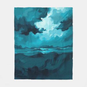 Moody Ocean Waves Under Stormy Sky – Abstract Seas Fleece Blanket