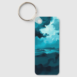 Moody Ocean Waves Under Stormy Sky – Abstract Seas Key Ring