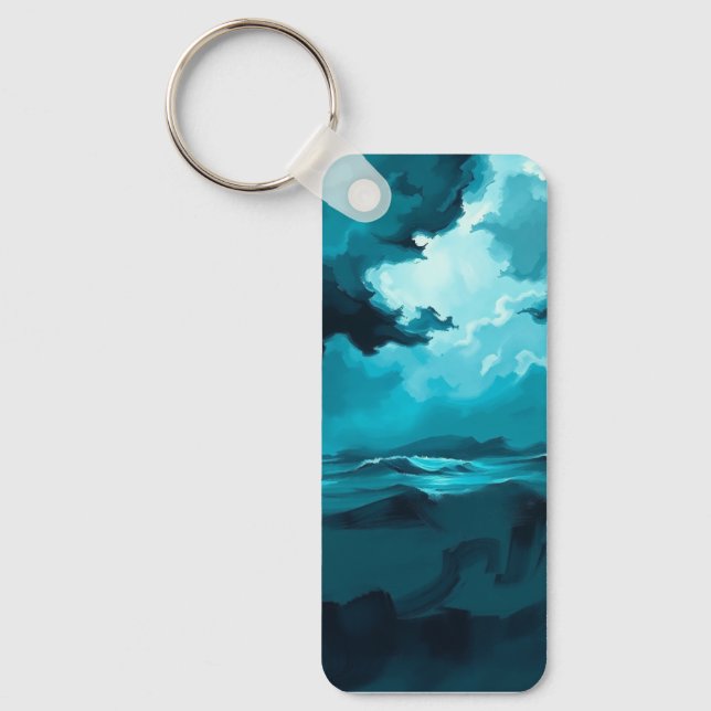 Moody Ocean Waves Under Stormy Sky – Abstract Seas Key Ring (Front)