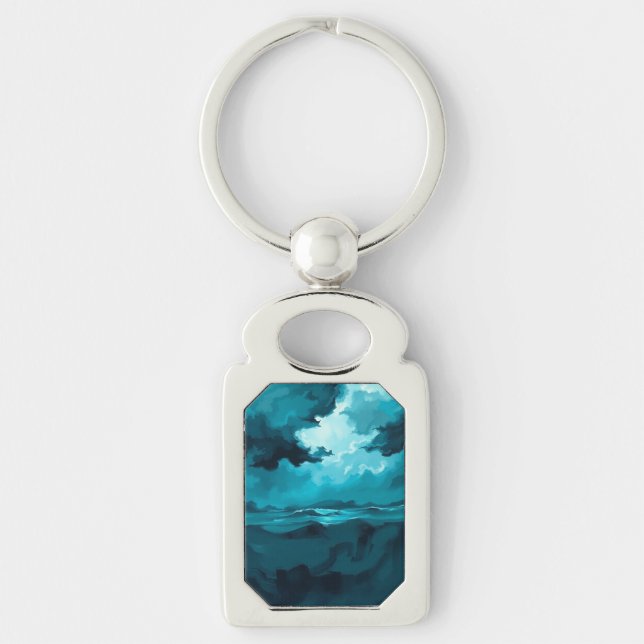 Moody Ocean Waves Under Stormy Sky – Abstract Seas Key Ring (Front)
