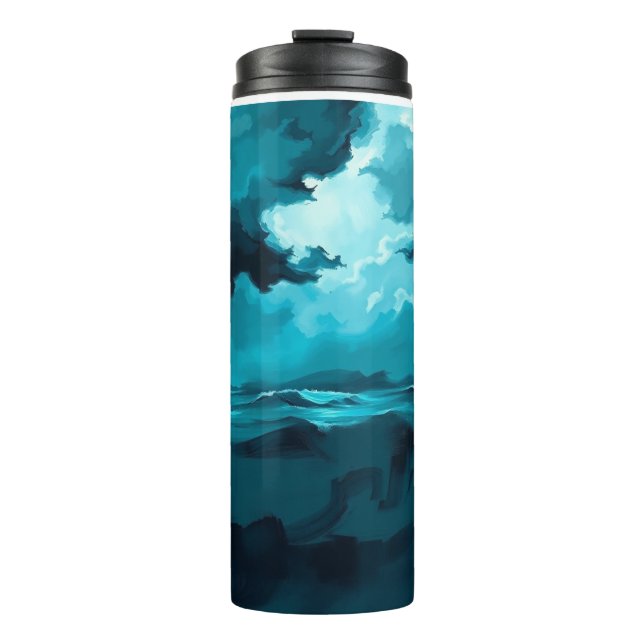 Moody Ocean Waves Under Stormy Sky – Abstract Seas Thermal Tumbler (Front)